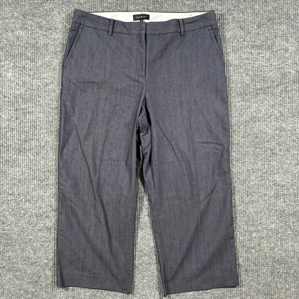 Talbots Womens Mills Dress‎ Pants Size 16 Navy Stretch Straight Leg Workwear